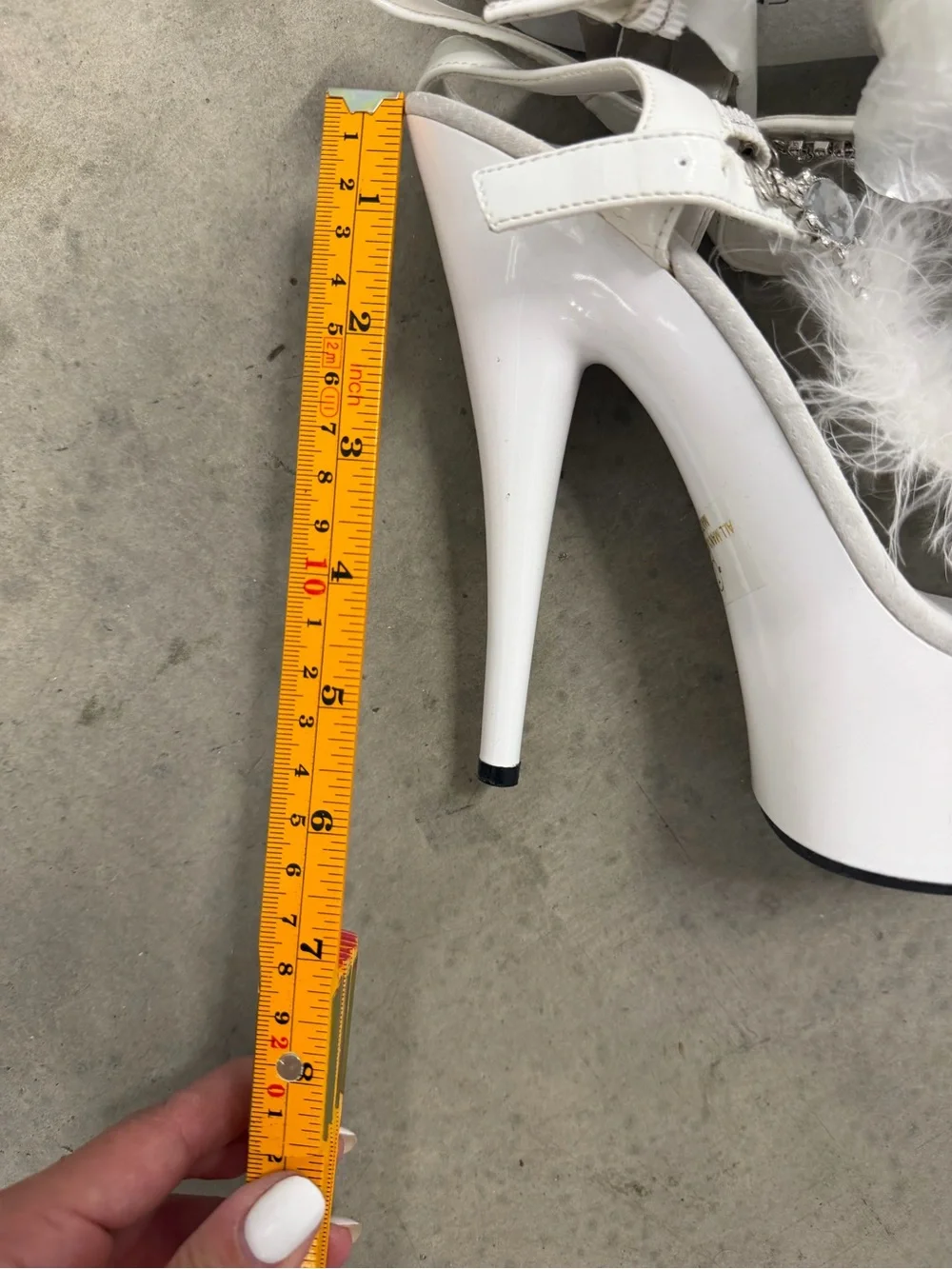 White Feathered Platform High-Heel Sandals